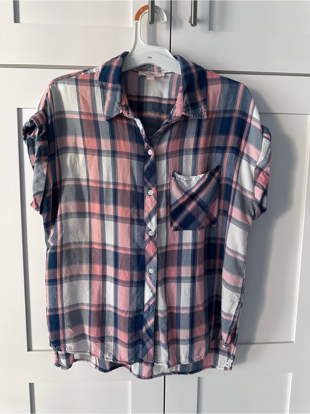 Como Vintage Pink and Navy Plaid Shirt